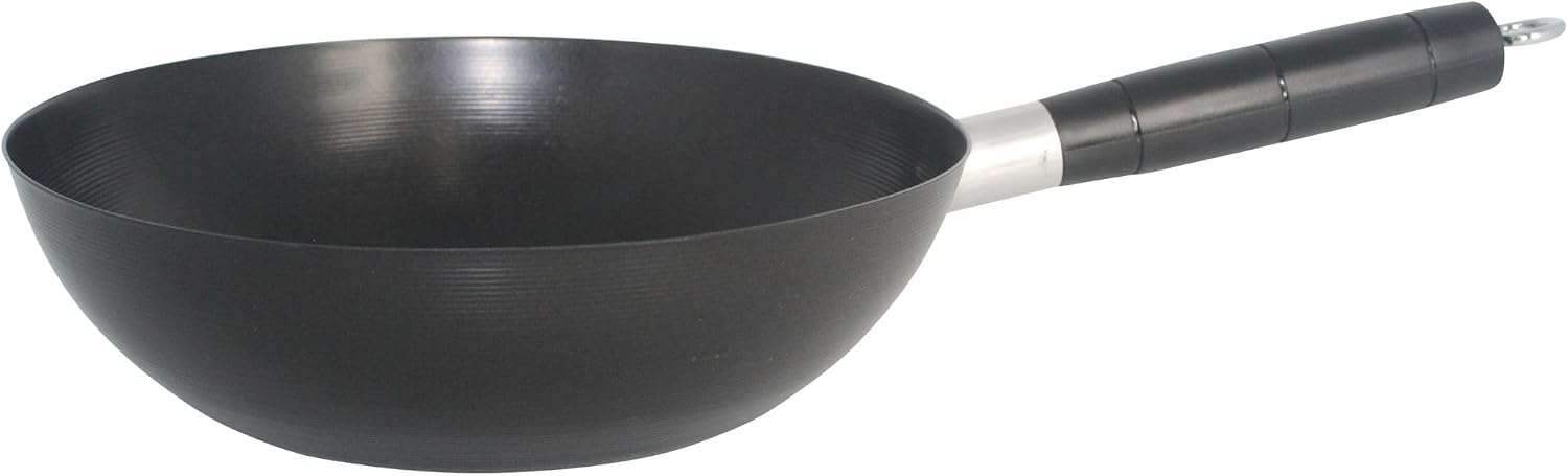 IMUSA 9.5 Inch Carbon Steel Nonstick Wok with Cool-touch Handle, Black | Cool-Touch Handle, Ideal for Stir Fry, Great for Everyday Meals