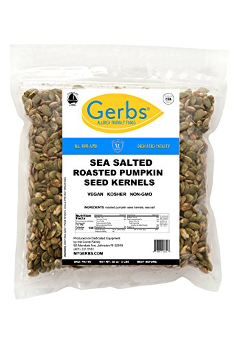 GERBS Sea Salted Pumpkin Seed Kernels 2 LBS|Top 14 Allergy Free Food |Use in salads, yogurt, baking, oatmeal, trail mix|Grown in Canada