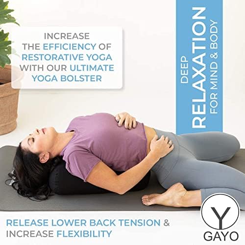 Y O GAYO Yoga Bolster - Made with 100% Cotton, Yoga Pillow Set Includes Extra Washable Cover and Carry Bag