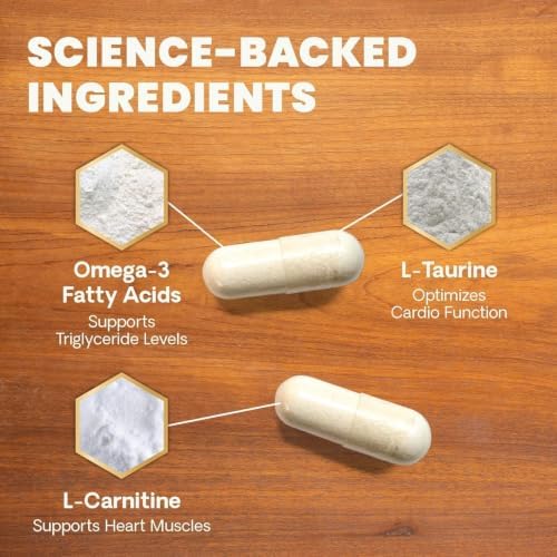 VetriScience Omega Healthy Heart Easy-Open Capsules, Cardio Strength Taurine and Omega-3 Supplement for Dogs and Cats