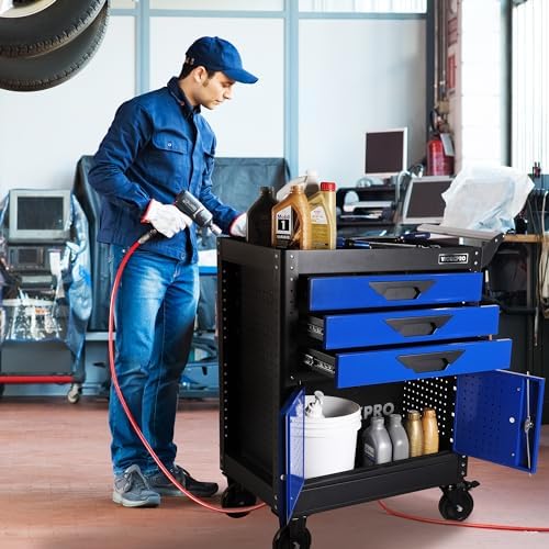 WORKPRO 27.5-Inch Rolling Tool Cabinet, 405 LBS Capacity | Steel Tool Storage Cabinet with PVC Drawer Liners