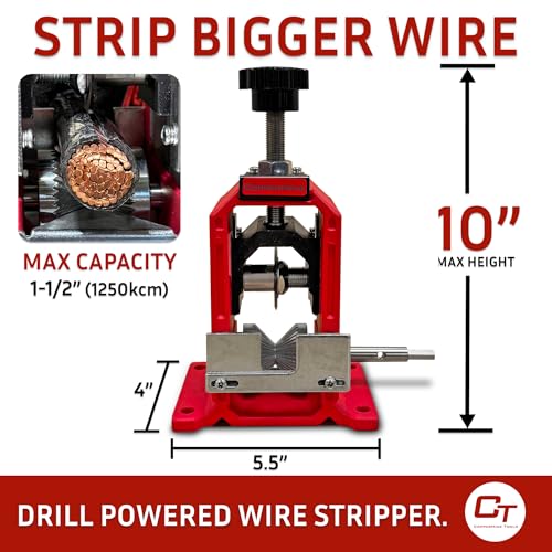 Wire Stripping Machine, Drill Powered Benchtop Wire Stripper Machine for 18 AWG to 1-1/2" Cable, Large Cable Wire Stripper