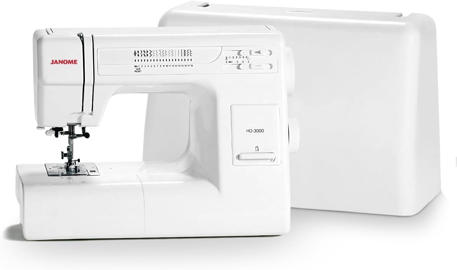 Janome HD3000 Heavy-Duty Sewing Machine with 18 Built-in Stitches + Hard Case