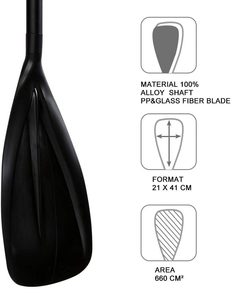 Karltion SUP Paddle - 3-Piece Adjustable Aluminium SUP Paddle with Glass Fiber Blade for Surfing, Floating, Water Sports