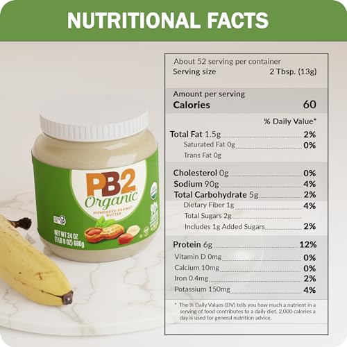 PB2 6.5oz Organic Powdered Peanut Butter - USDA Organic Certified, Non-GMO Project Verified, Gluten-Free