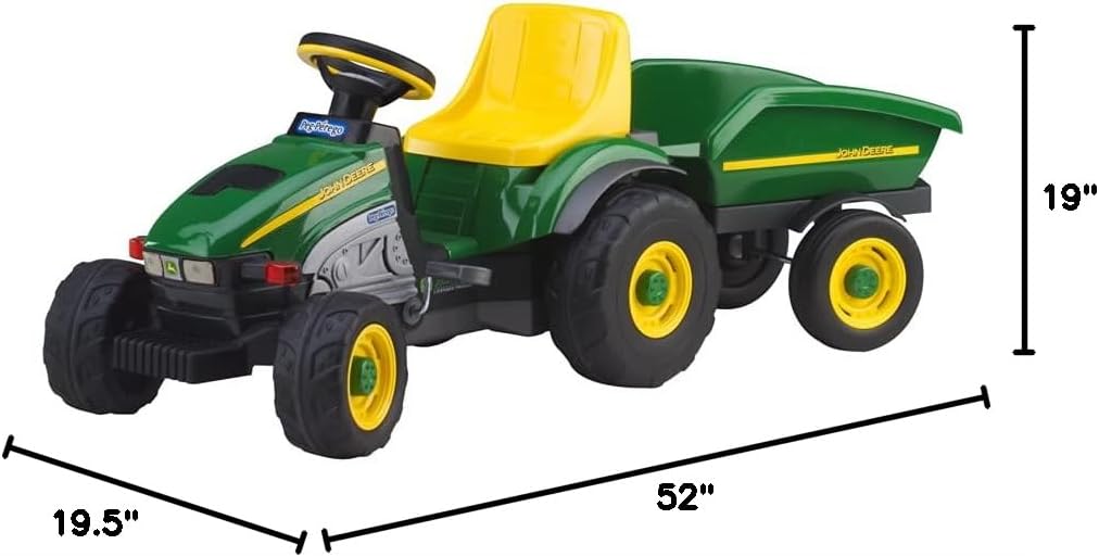 Peg Perego John Deere Farm Tractor and Trailer Pedal Tractor, Green