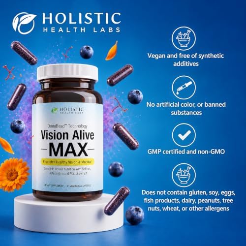 Holistic Health Labs Vision Alive Max Eye Supplement Lutein & Zeaxanthin (Lutemax® 2020) Eye Vitamins for Adults 50+ – Vision & Macular Support
