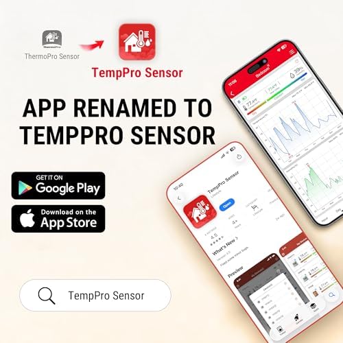 TempPro TP50 Digital Hygrometer Indoor Thermometer Room Thermometer | Humidity Meter Humidity Gauge with Temperature Humidity Monitor for House Office Celler Greenhouse RV (Previously ThermoPro)
