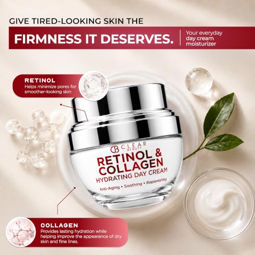 Clear Beauty 24K Gold & Collagen Day Cream Face Moisturizer – Dermatologist Tested, Anti Aging Korean Skin Care – Anti Wrinkle