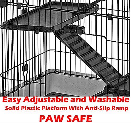 Mcage Extra Large Cage for Guinea Pig, Black, 32"L x 21"W x 28"H, Roomy, Easy to Clean, Anti-slip Step Ramp, Safety Lockable Casters, No Tools Needed