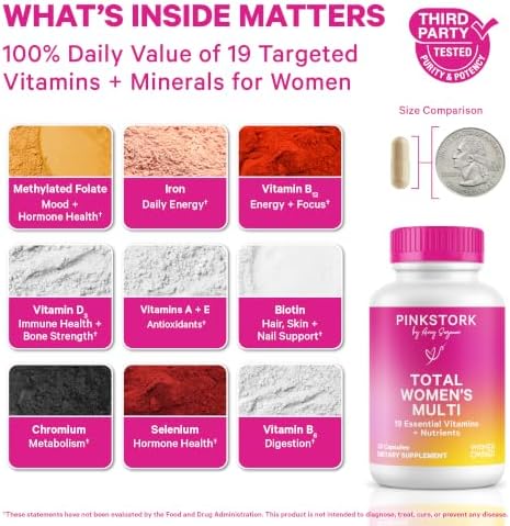 Pink Stork Total Women's Multivitamin, 19 Essential Vitamins, 30 Capsules