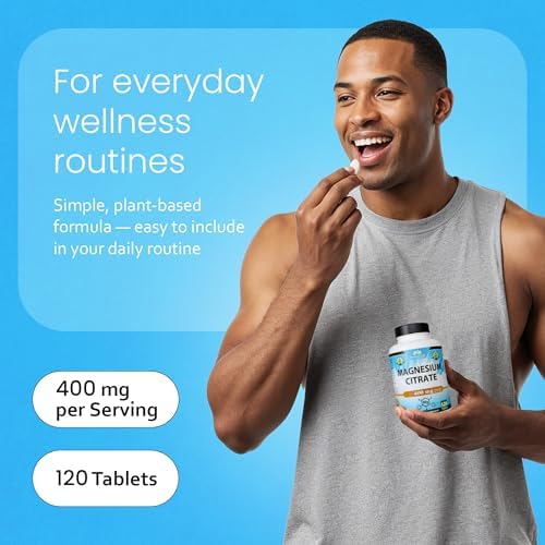 NaturaLife Labs Magnesium Citrate 400 mg per Serving – 120 Tablets, Vegan, Non-GMO