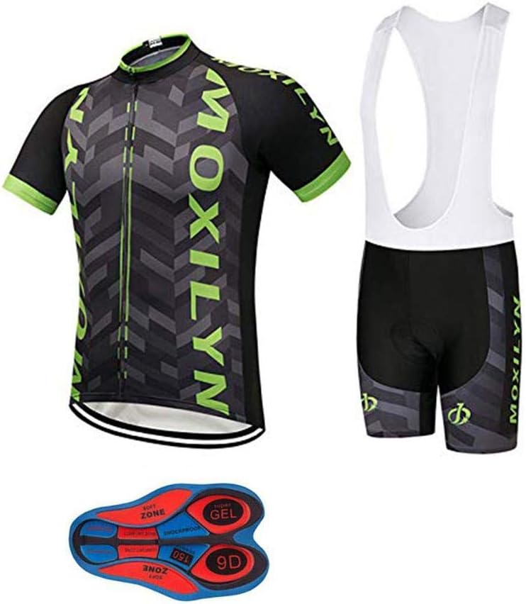 Men's Quick-Dry Cycling Jersey Set Road Bike Bicycle Shirt + Bib Shorts with 9D Gel Pad MTB Riding Clothing Kit