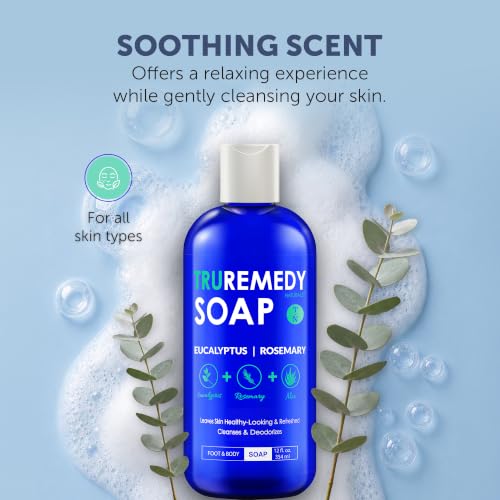 Truremedy Naturals 12 oz Tea Tree Oil Body Wash - Invigorating Tea Tree Soap with Peppermint, Aloe, Eucalyptus, Coconut and Olive Oil - Refreshing Body Wash for Men and Women - Shower Gel Cleanser