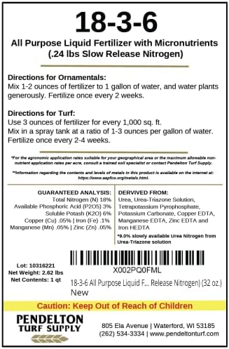 18-3-6 All Purpose Liquid Fertilizer & Micro Nutrients (50% Slow Release Nitrogen) (32 oz.)