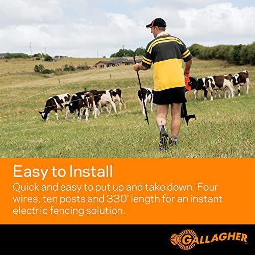 Gallagher Smart Fence 2 Portable Electric Fence for Livestock | 328ft of 4-Strand Electric Fencing, Built-In Posts and Reels