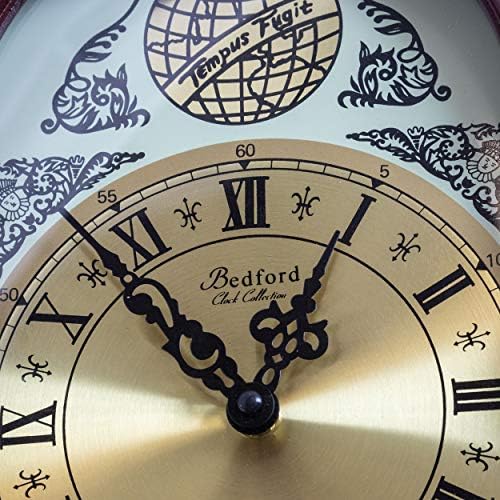 Bedford Clock Collection Grand Antique Colonial Chiming Wall Clock with Roman Numerals in a Cherry Oak Finish, 38" L