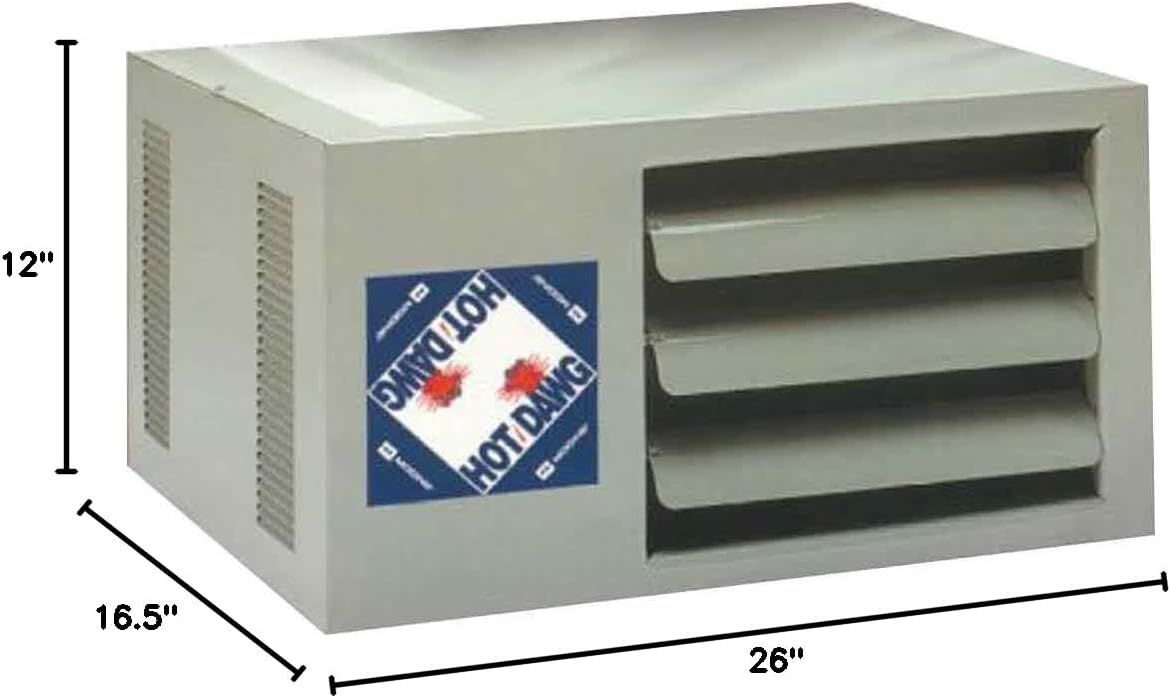 Modine HD45AS0111Natural Gas Hot Dawg Garage Heater 45,000 BTU with 80-Percent Efficiency Grey
