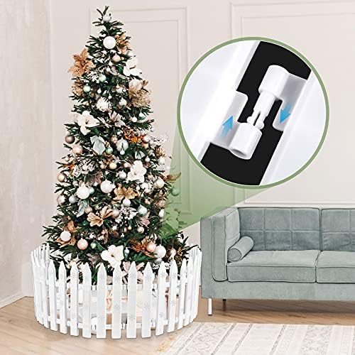 URATOT 20 Pieces Christmas Tree Thick White Plastic Picket Fence for Pets and Kids - Party, Garden, Home Decoration, 12 Inches