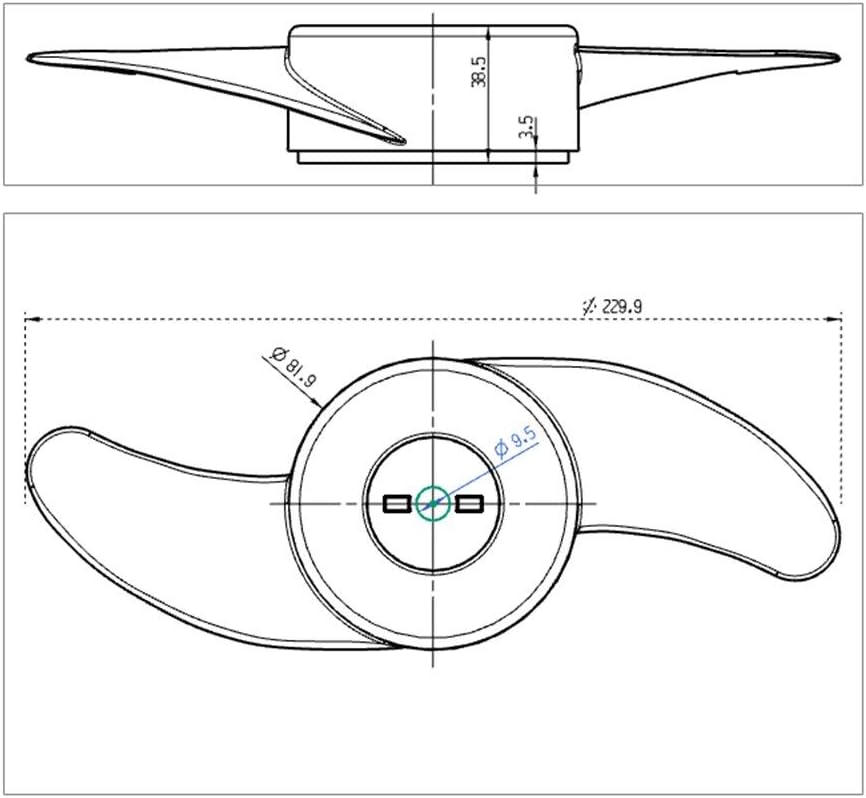 Power Prop Kit 2-Blades (3 in Diameter) Electric Trolling Motor outboard/propeller for 32lb, 46lb, 40lb