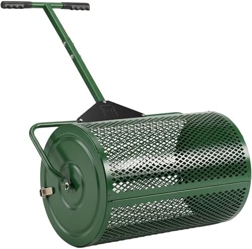 Best Choice Products Compost Spreader, 24-Inch Peat Moss Spreader, Heavy-Duty Steel Lawn & Soil Spreader for Topdressing, Sand, Manure & Mulch