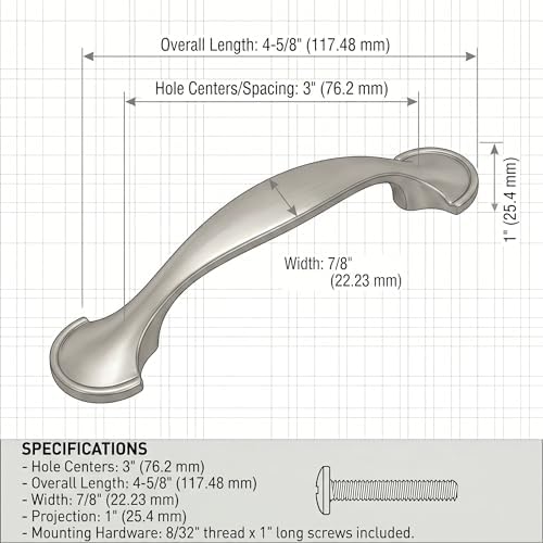 Cosmas 25 Pack 6632BAB Brushed Antique Brass Pull 3 Inch Hole Centers | Classic Design | 76mm Hole Centers | 4-5/8 Inch Overall | Kitchen, Bathroom & Dresser Hardware