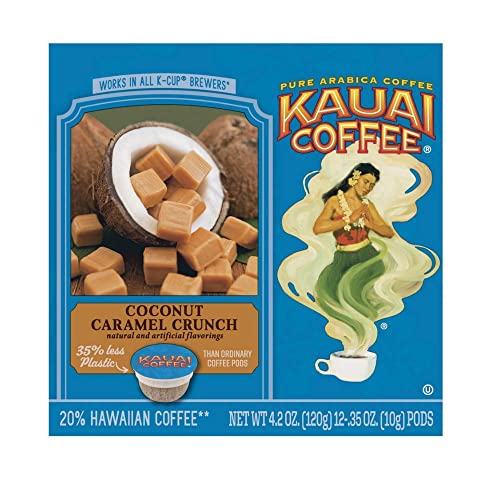 Kauai Coffee | Coconut Caramel Crunch Flavor | Arabica Coffee | 12 PODS