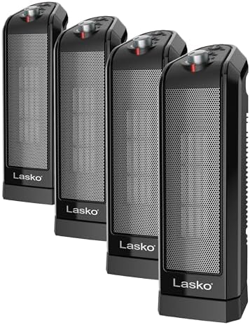 Lasko Oscillating Ceramic Tower Space Heater for Home with Overheat Protection, Adjustable Thermostat, and 2 Speeds, 15.7 Inches, Black, 1500W
