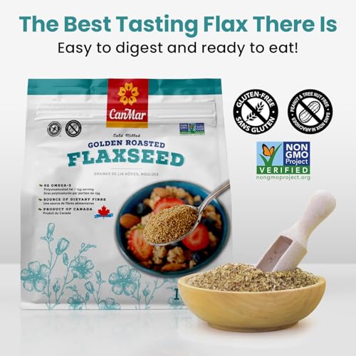 Ground Flaxseed 42 oz, Cold Milled Golden Roasted Flaxseed Meal Powder | Roasted, Non-GMO, gluten free, vegan, omega-3 ALA, fiber, linseed, linaza molida, smoothies and baking