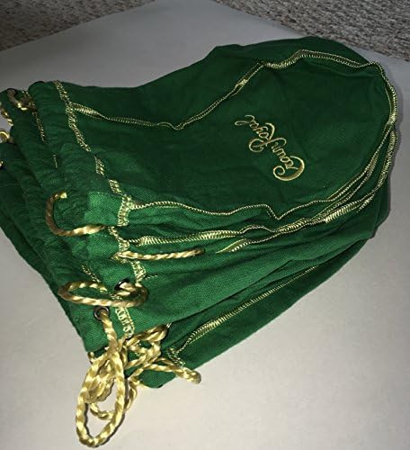 Pack of 10 Green Crown Royal Bags w/Gold Drawstrings from 1 Liter Bottles (9 inch x 5.5 inch) for Gift Bags