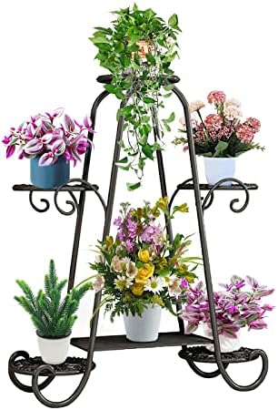 CarolynDesign 6 Tier Metal Plant Stand for Indoor and Outdoor, Multi Flower Pot Holder Shelf for Living Room Patio Lawn Garden Balcony