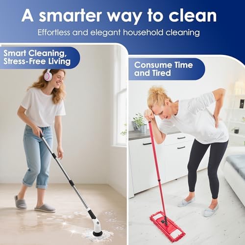 Cordless Electric Spin Scrubber, IPX7 Waterproof Rechargeable Power Cleaning Brush with 4000mAh Battery, 210min Runtime, 7 Brush Heads