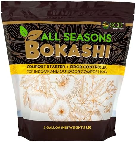 All Seasons Bokashi Compost Starter 2 lbs (1 Gallon) - Dry Bokashi Bran for Kitchen Compost Bin, Compost Food Pet Waste Quickly & Easily with Low Odor by SCD Probiotics | Fermented Wheat Bran, Reduces Odor, Absorbs Moisture, Compost Accelerator, For Kitc…