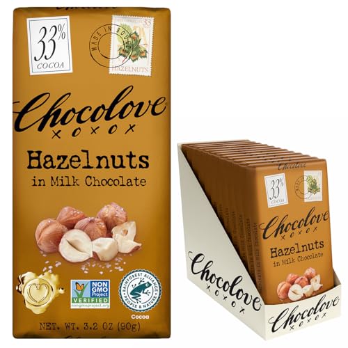 Chocolove Creamy Milk Chocolate Bars | 33% Cocoa | Crafted with Silky Premium Chocolate | Non-GMO, & Gluten-Free, 3.2 oz Bar (12 Pack)