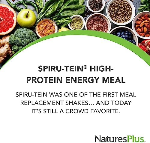 NaturesPlus SPIRU-TEIN, Vanilla - 1.06 lbs - Spirulina Protein Powder - Vitamins & Minerals for Energy - Vegetarian, Gluten Free - 16 Servings