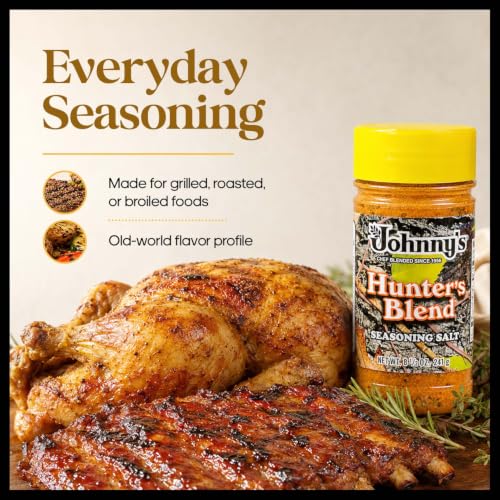 Johnny's - Hunter Seasoning Salt - 8.5 oz | Savory Seasoning Blend, Great For Wild Game, Beef, Poultry, Vegetables, Grilling