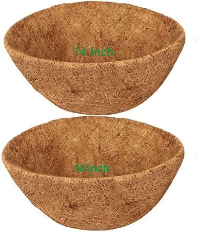 HALEDAZE 2 Pack 14 Inch Round Coco Liners for Hanging Basket