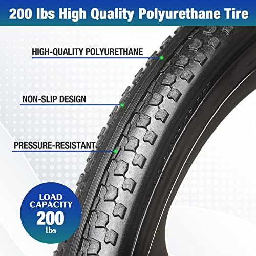20" Flat Free Wheelbarrow Tires with 4Pcs 5/8" Bearing, Pu Flat Free Wheels Compatible with 2.44" Centered Hub for rubber-maid Garden Carts
