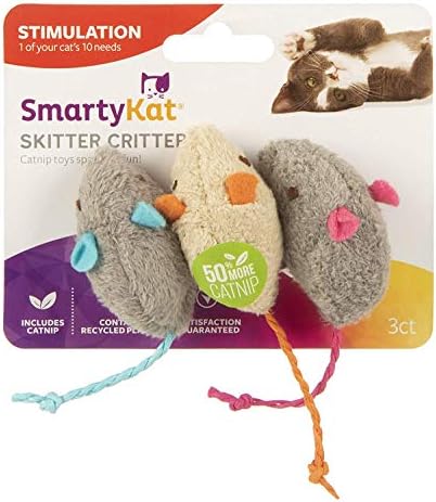SmartyKat Skitter Critters Cat Toy Catnip Mice, 3/pkg …
