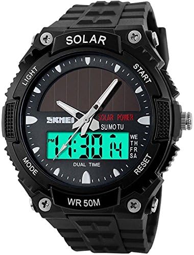 FANMIS Men Sports Outdoor Watch Analog Digital Multifunctional Black Watch | Black Sports Watch Casual Quartz Wristwatch Waterproof Military Wrist Watch Tactics LED Alarm Stopwatch Digital Watch for Men