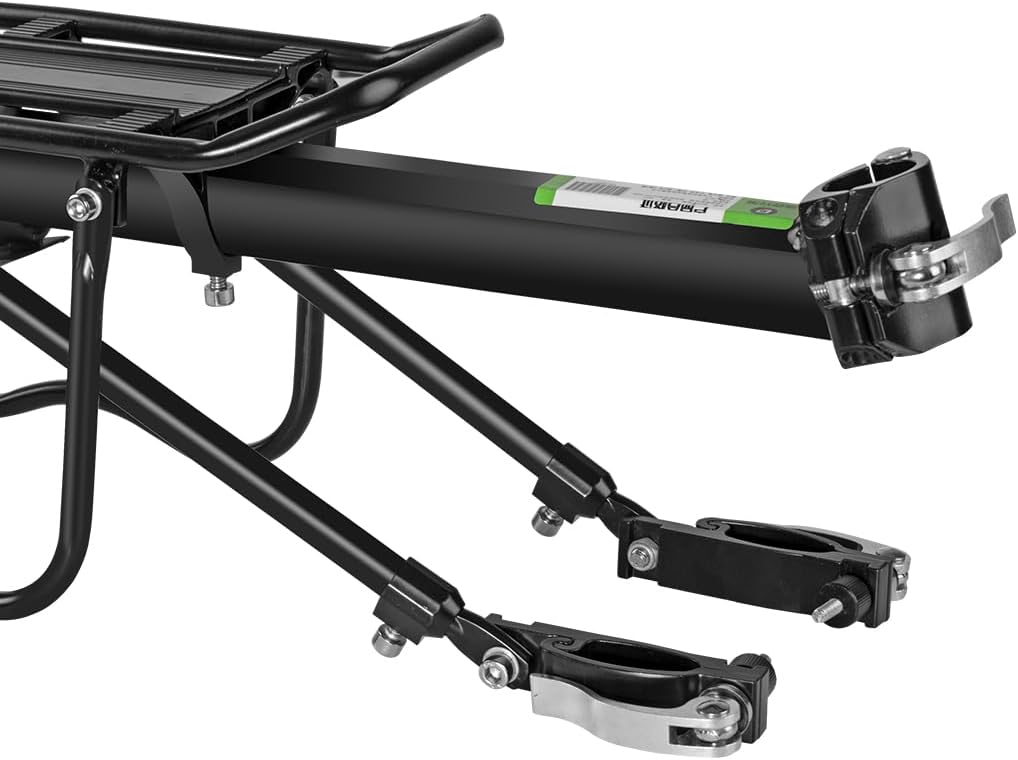 ROCKBROS Rear Bike Rack Quick Release Bike Cargo Rack for Luggage Commuting | Easy to install,heavy duty steel,red reflector,side protection,quick release system,rear back pannier rack with intructions