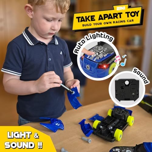 GILOBABY Take Apart Toys for Boys, STEM Building Set with Electric Drill | 26PCS Take Apart Toy, Kid-Safe Electric Drill, Dynamic Lights & Sounds