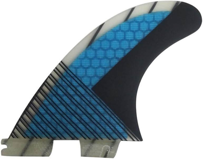 TOPWAYS Fiberglass+Honeycomb Surfboard Fin (3) Glass Flex Thruster Surf Fin Set (Double Tabs II Plug Style G5 Size) - Tri Fin Thruster Set Surfboard
