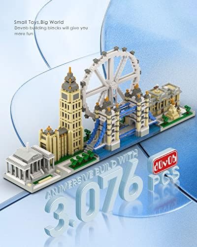 dOvOb Architecture London Skyline Collection Micro Mini Blocks Set Model Kit and Gift for Kids and Adults (3076 Pieces)