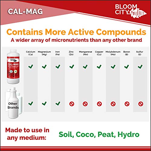 Bloom City Professional Grade Ultra Pure Cal-Mag Fertilizer, (32 oz) | Helps Reduce Blossom End Rot, Corrects Deficiencies, Boost Calcium Uptake, Made for Hydro & Soil, Supports Tomatoes & Peppers