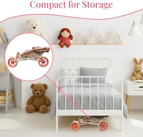 Baby Doll Stroller Play Set, 3-in-1 Babydoll Stroller with Removable Bassinet Baby Carriage for Dolls Toy Doll Stroller for Toddlers 3-4 Years,