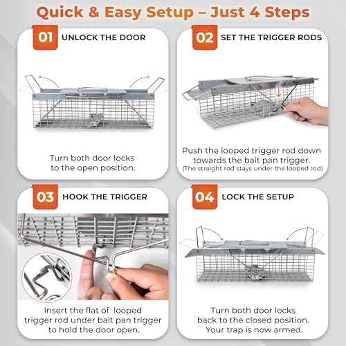HOMESTEAD Heavy Duty Live Trap - Professional Style One-Door Live Animal Traps for Rabbit, Squirrel, Possum, Skunk, Kitten, Mink Small