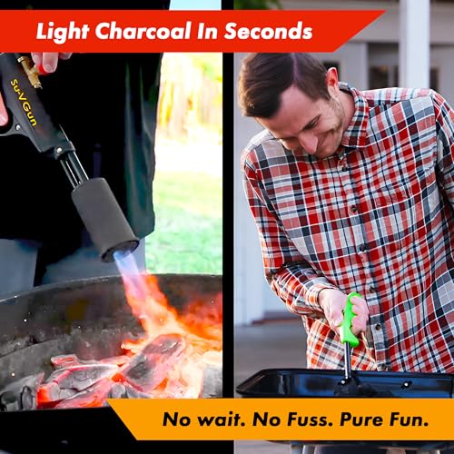 Grillblazer Su-VGun Propane Torch with Stand – High Power 240, 000+ BTU Flame Thrower Gun for Instant, Steak Searing, Charcoal Ignition