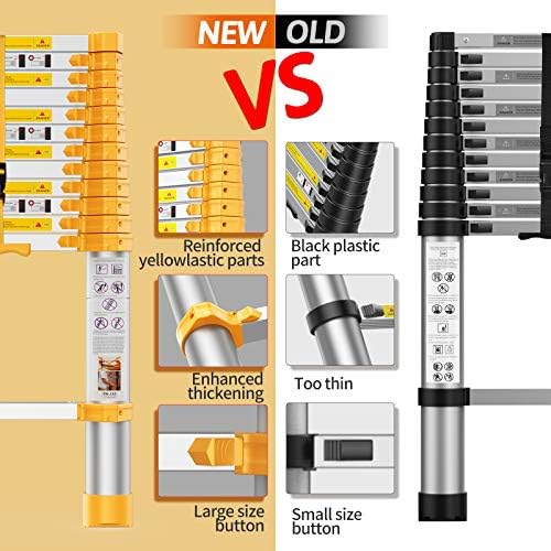 Telescoping Extension Ladder 12.5FT, Aluminum Telescopic Ladders with Carry Bag for Outdoor Indoor Use