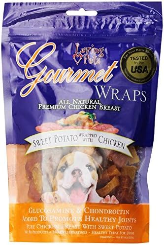 Loving Pets Gourmet All Natural Premium Sweet Potato and Chicken Wraps with Glucosamine and Chondroitin, Dog Treats, 8oz